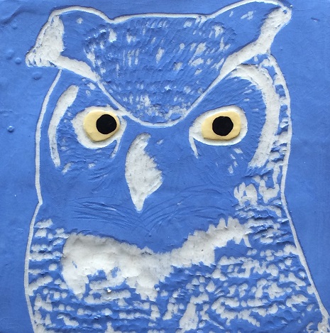 Clay tile of an owl